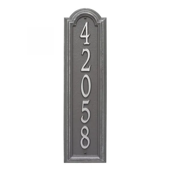 Whitehall 3779 Arch Marker Estate Lawn Address Plaque in Pewter and Silver