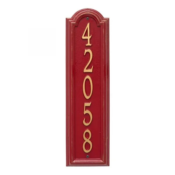 Whitehall 3779 Arch Marker Estate Lawn Address Plaque in Red and Gold
