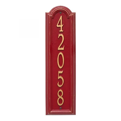 Whitehall 3779 Arch Marker Estate Lawn Address Plaque in Red and Gold
