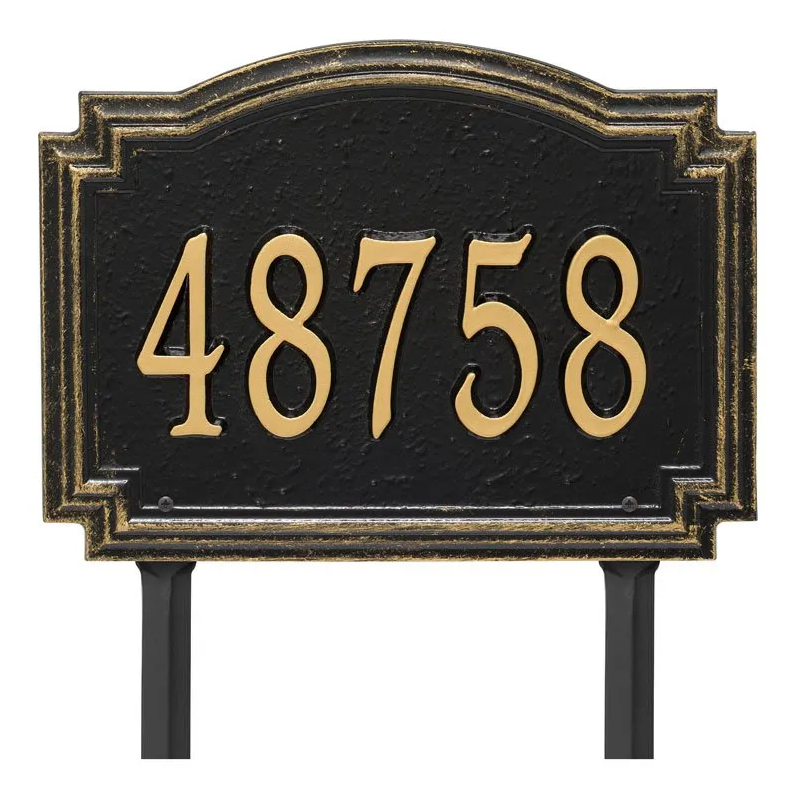 Whitehall 3791 Arch Marker Estate Lawn Address Plaque in Black and Gold