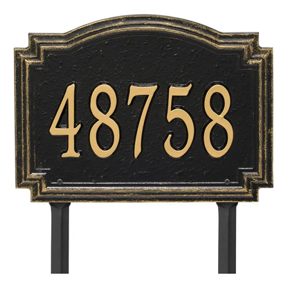Whitehall 3791 Arch Marker Estate Lawn Address Plaque in Black and Gold