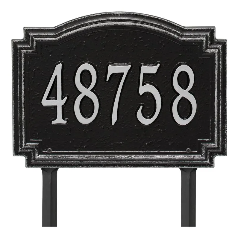 Whitehall 3791 Arch Marker Estate Lawn Address Plaque in Black and Silver