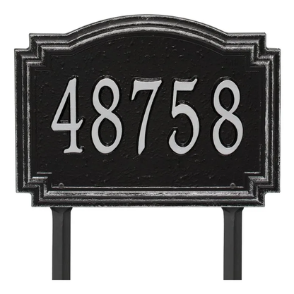 Whitehall 3791 Arch Marker Estate Lawn Address Plaque in Black and Silver