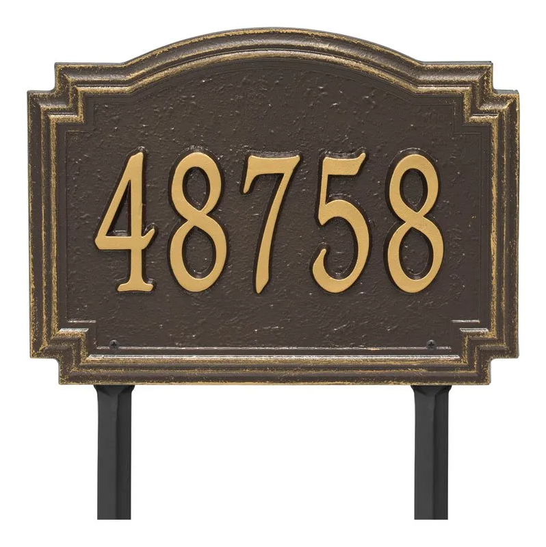 Whitehall 3791 Arch Marker Estate Lawn Address Plaque in Bronze and Gold