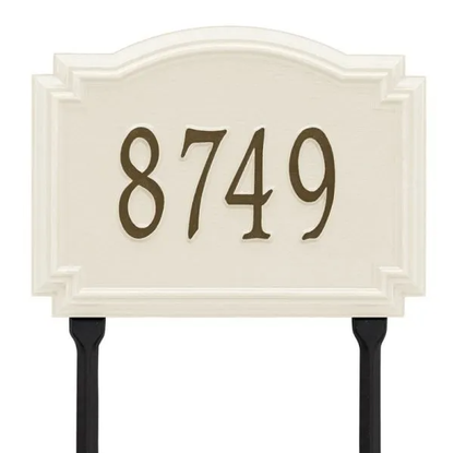 Whitehall 3791 Arch Marker Estate Lawn Address Plaque in Stucco and Brown
