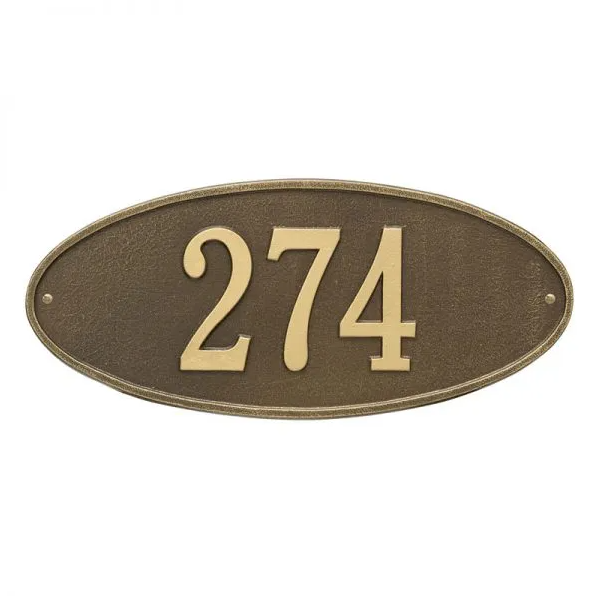 Whitehall 4003 Arch Marker Estate Wall Address Plaque in Antique Brass