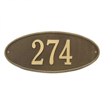 Whitehall 4003 Arch Marker Estate Wall Address Plaque in Antique Brass