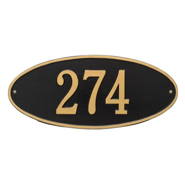 Whitehall 4003 Arch Marker Estate Wall Address Plaque in Black and Gold