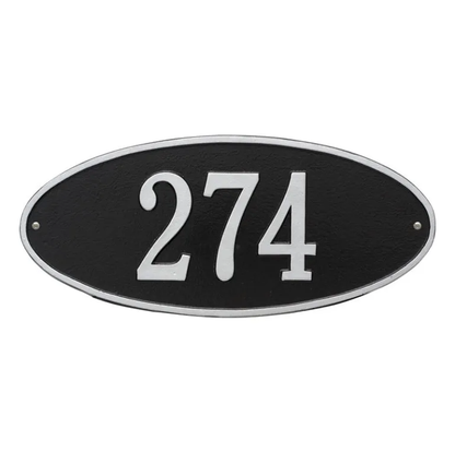 Whitehall 4003 Arch Marker Estate Wall Address Plaque in Black and Silver