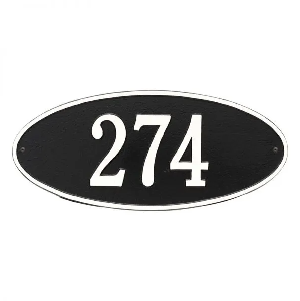 Whitehall 4003 Arch Marker Estate Wall Address Plaque in Black and White