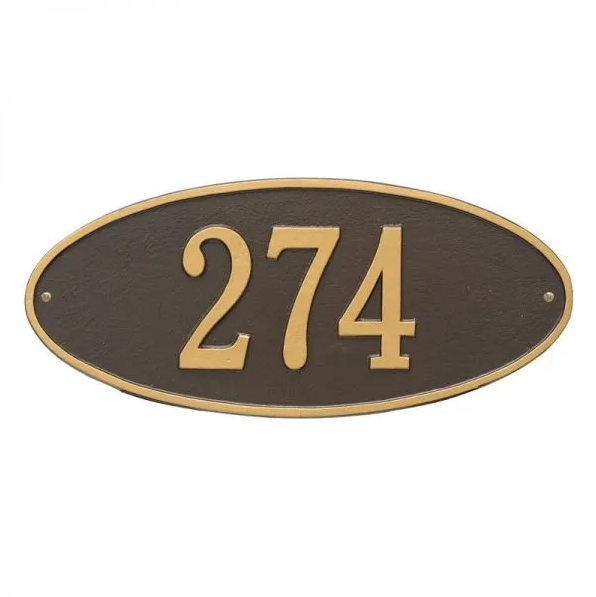 Whitehall 4003 Arch Marker Estate Wall Address Plaque in Bronze and Gold