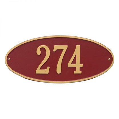 Whitehall 4003 Arch Marker Estate Wall Address Plaque in Red and Gold