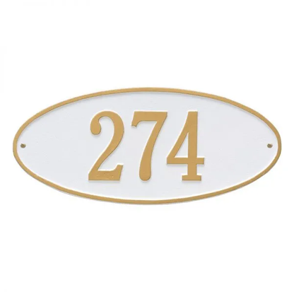 Whitehall 4003 Arch Marker Estate Wall Address Plaque in White and Gold