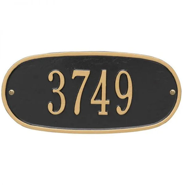 Whitehall 4004 Arch Marker Estate Wall Address Plaque in Black and Gold