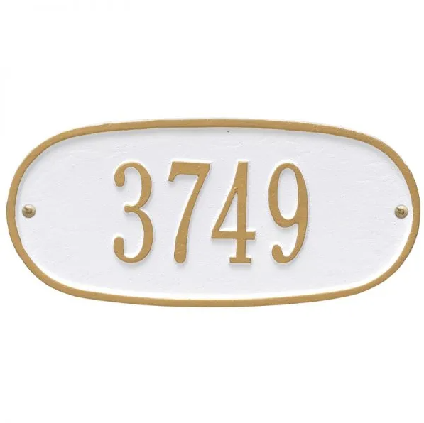 Whitehall 4004 Arch Marker Estate Wall Address Plaque in White and Gold