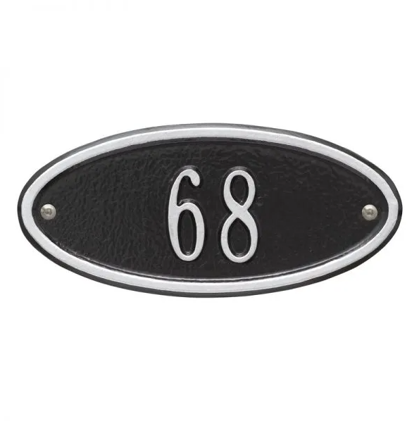 Whitehall 4008 Petite Arch Marker Estate Wall Address Plaque in Black and Silver