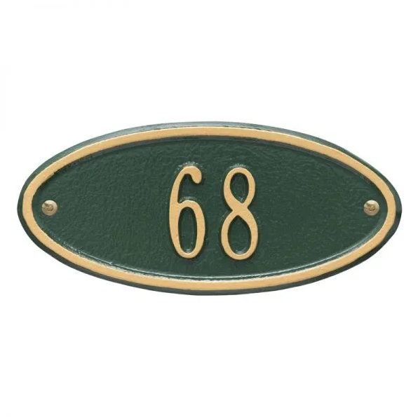 Whitehall 4008 Petite Arch Marker Estate Wall Address Plaque in Green and Gold