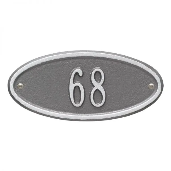 Whitehall 4008 Petite Arch Marker Estate Wall Address Plaque in Pewter and Silver