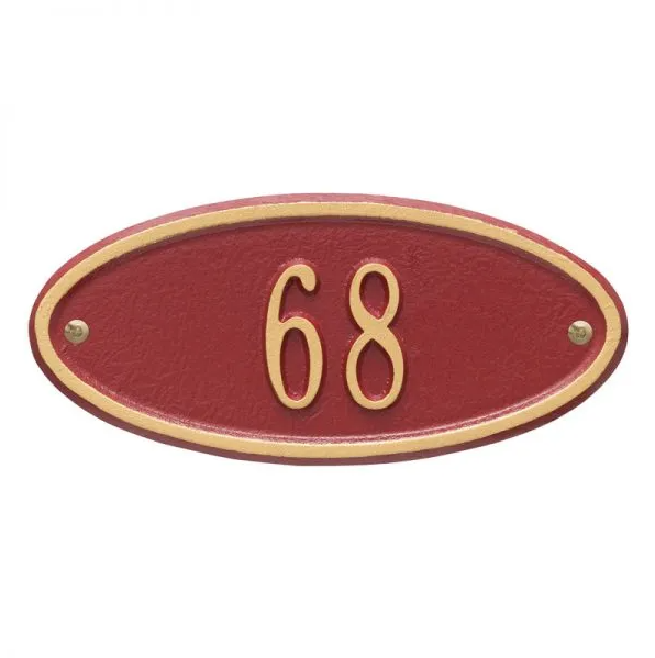Whitehall 4008 Petite Arch Marker Estate Wall Address Plaque in Red and Gold