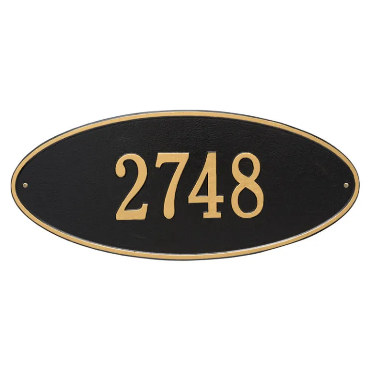 Whitehall 4009 Arch Marker Estate Wall Address Plaque in Black and Gold