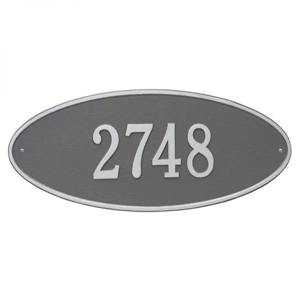Whitehall 4009 Arch Marker Estate Wall Address Plaque in Pewter and Silver