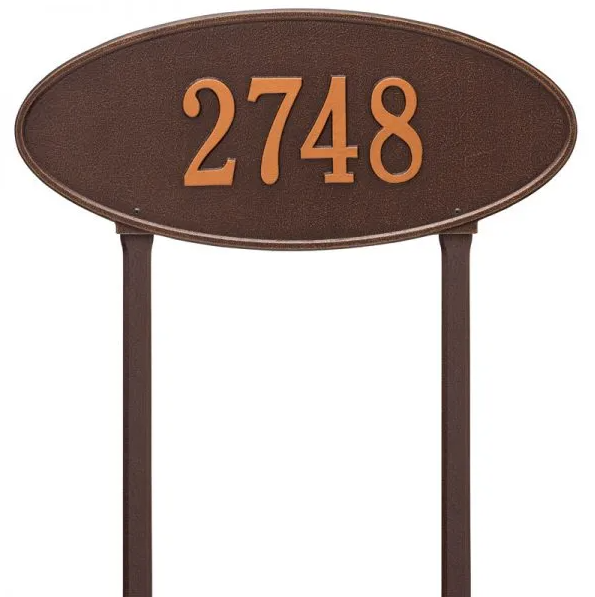 Whitehall Madison Oval Estate Address Plaque Lawn One Line