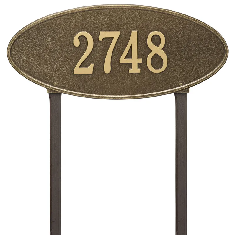 Whitehall 4011 Arch Marker Estate Lawn Address Plaque in Antique Brass