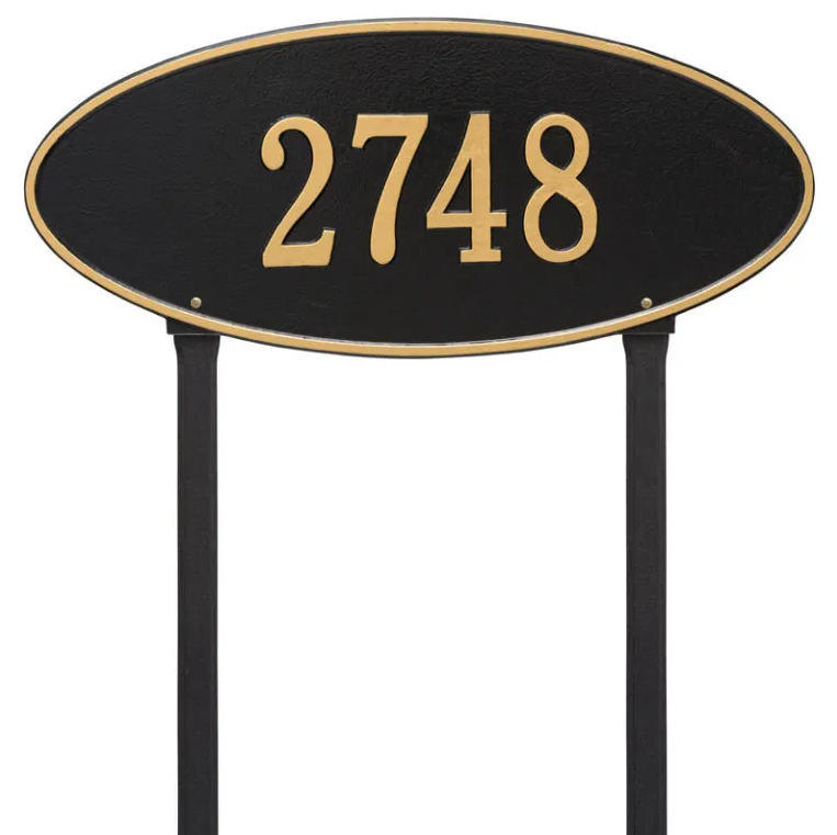 Whitehall 4011 Arch Marker Estate Lawn Address Plaque in Black and Gold