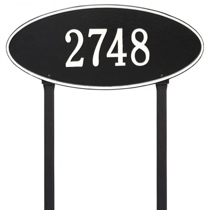 Whitehall 4011 Arch Marker Estate Lawn Address Plaque in Black and White