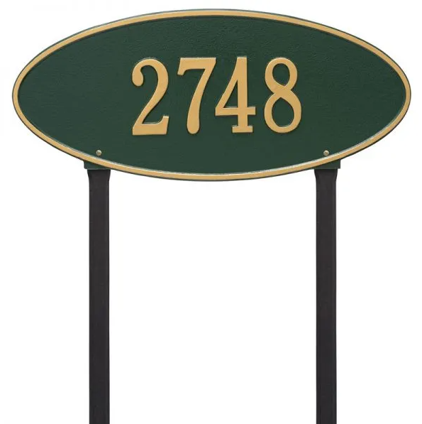 Whitehall 4011 Arch Marker Estate Lawn Address Plaque in Green and Gold