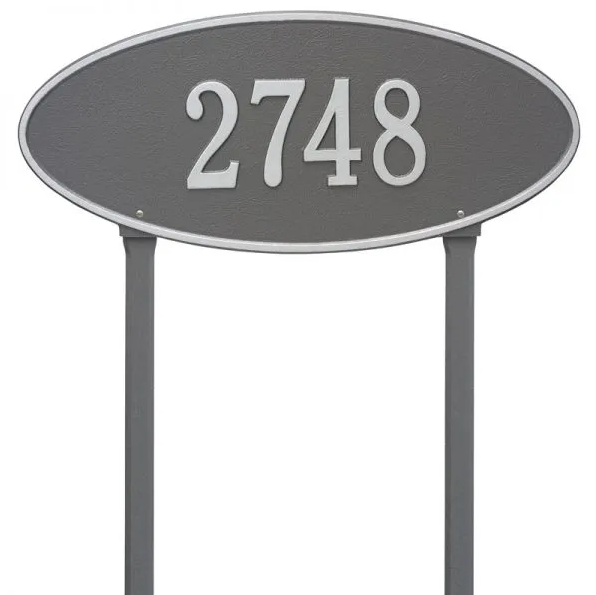 Whitehall 4011 Arch Marker Estate Lawn Address Plaque in Pewter and Silver