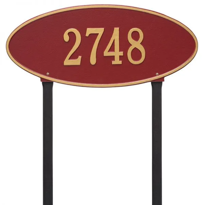 Whitehall 4011 Arch Marker Estate Lawn Address Plaque in Red and Gold