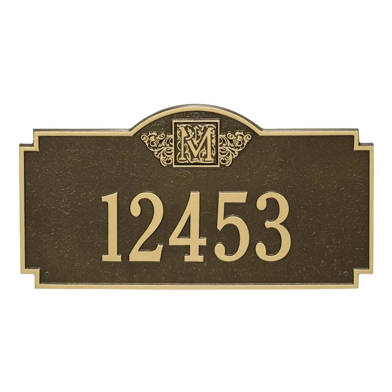 Whitehall 5003 Arch Marker Estate Lawn Address Plaque in Antique Brass