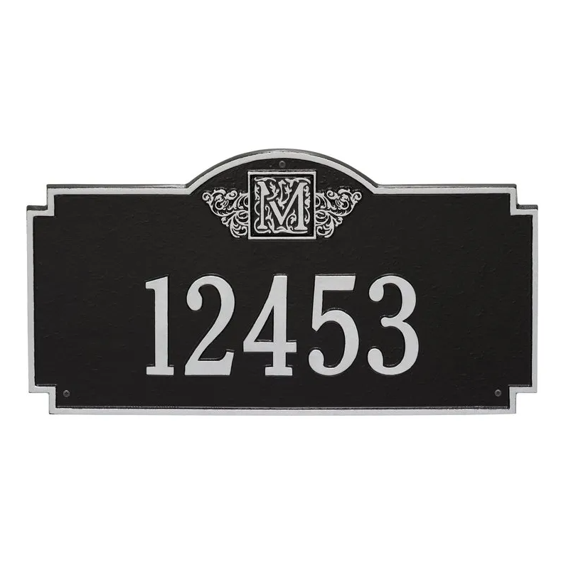 Whitehall 5003 Arch Marker Estate Lawn Address Plaque in Black and Gold