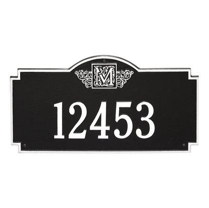 Whitehall 5003 Arch Marker Estate Lawn Address Plaque in Black and White