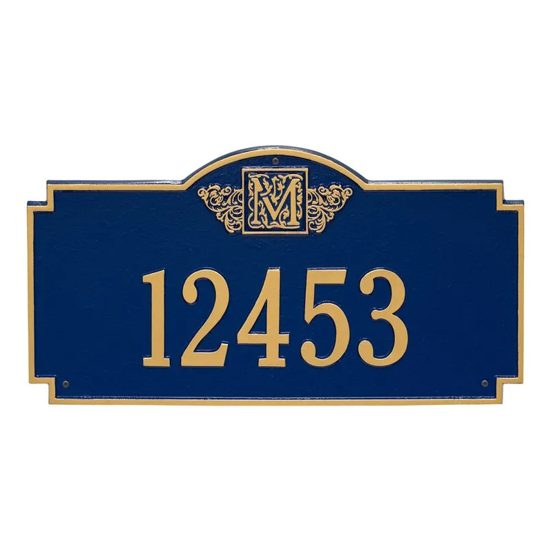 Whitehall 5003 Arch Marker Estate Lawn Address Plaque in Blue and Gold