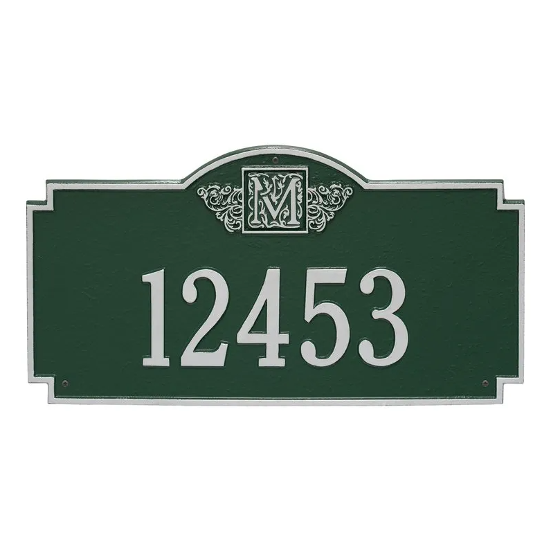 Whitehall 5003 Arch Marker Estate Lawn Address Plaque in Green and SIlver