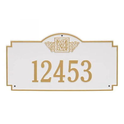 Whitehall 5003 Arch Marker Estate Lawn Address Plaque in White and Gold