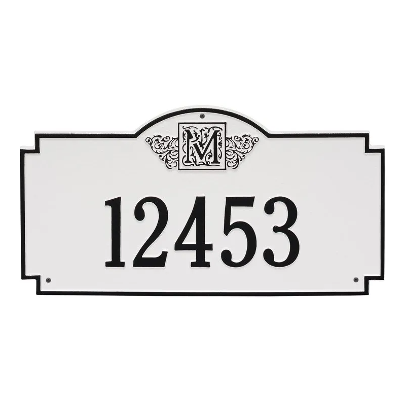 Whitehall 5003 Arch Marker Estate Lawn Address Plaque in White and Black