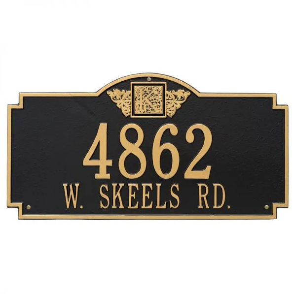 Whitehall 5004 Arch Marker Estate Lawn Address Plaque in Black and Gold