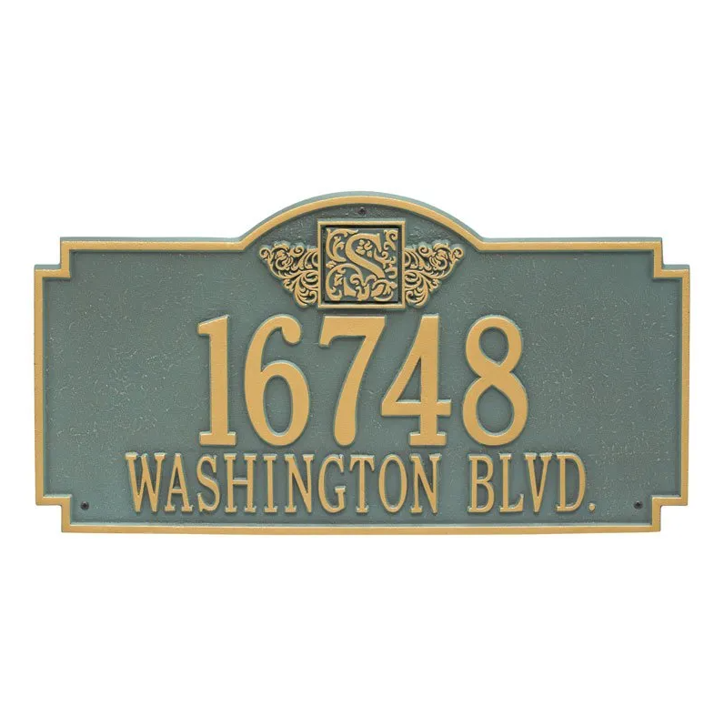 Whitehall 5004 Arch Marker Estate Lawn Address Plaque in Bronze and Verdigris