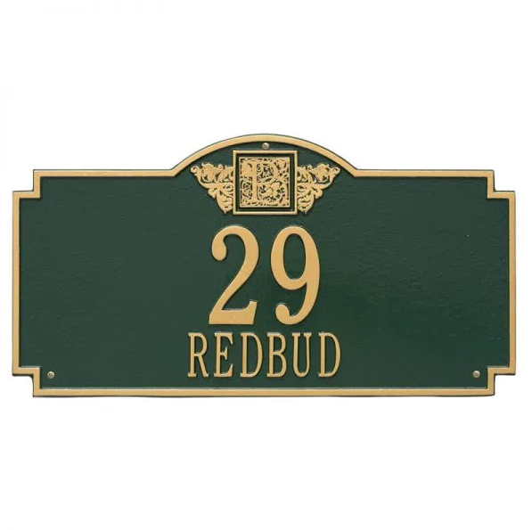 Whitehall 5004 Arch Marker Estate Lawn Address Plaque in Green and Gold