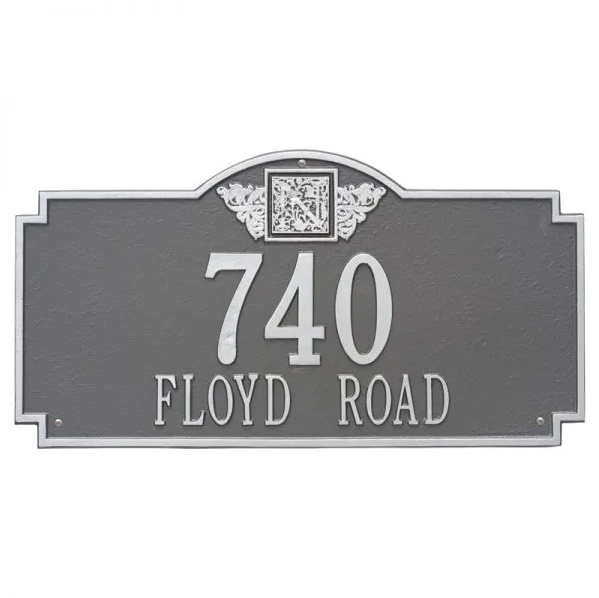 Whitehall 5004 Arch Marker Estate Lawn Address Plaque in Pewter and Silver