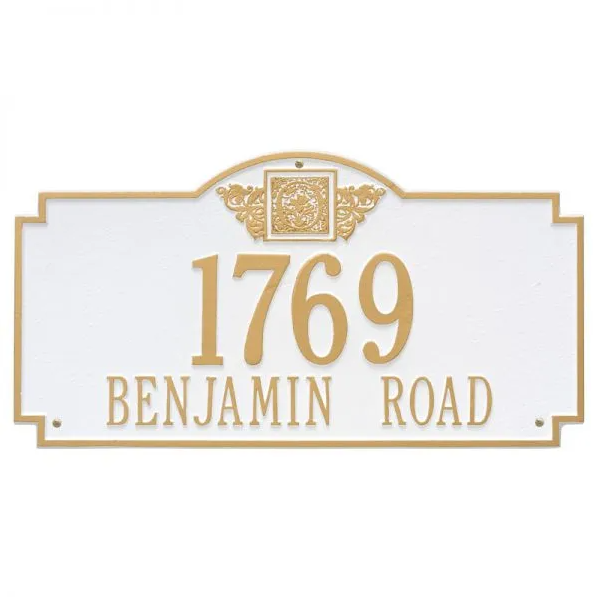 Whitehall 5004 Arch Marker Estate Lawn Address Plaque in White and Gold