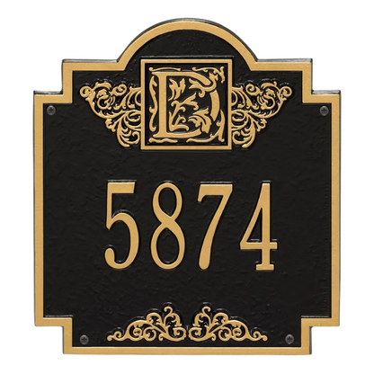 Whitehall 5005 Arch Marker Estate Lawn Address Plaque in Black and Gold
