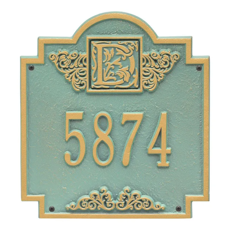 Whitehall 5005 Arch Marker Estate Lawn Address Plaque in Bronze and Verdigris