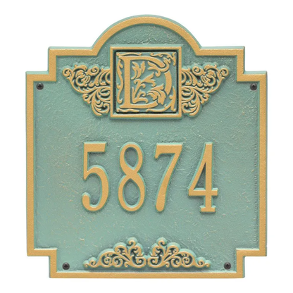 Whitehall 5005 Arch Marker Estate Lawn Address Plaque in Bronze and Verdigris