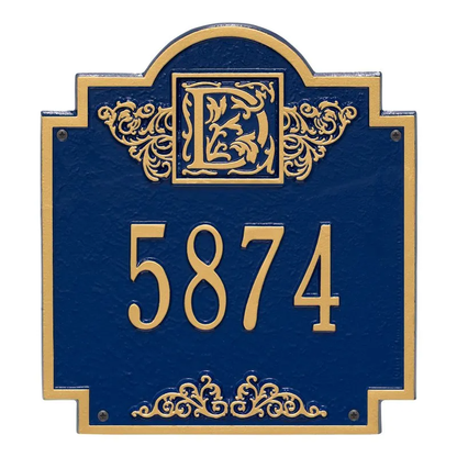 Whitehall 5005 Arch Marker Estate Lawn Address Plaque in Blue and Gold