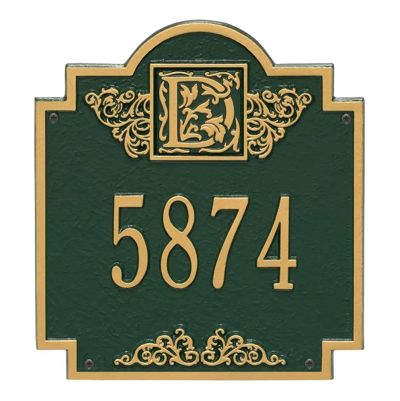 Whitehall 5005 Arch Marker Estate Lawn Address Plaque in Green and Gold