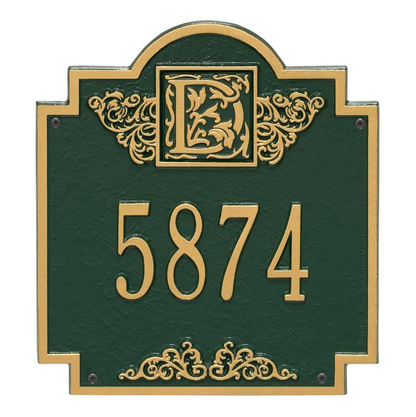 Whitehall 5005 Arch Marker Estate Lawn Address Plaque in Green and Gold